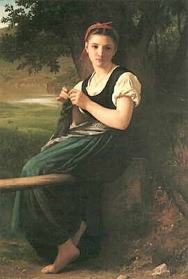 Adolphe-William Bouguereau, 1869, Knitting Girl
